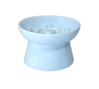 Koomuao Gamelle Chat Surélevée Ceramique, Gamelle Anti Glouton Chats/Petit Chien, Gamelle d'alimentation Lente Slow Feeder pour Chat Bol de Nourriture pour Chat-300ml (Bleu)