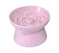 Koomuao Gamelle Chat Surélevée Ceramique, Gamelle Anti Glouton Chats/Petit Chien, Gamelle d'alimentation Lente Slow Feeder pour Chat Bol de Nourriture pour Chat-300ml (Rose)