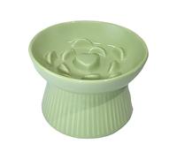 Koomuao Gamelle Chat Surélevée Ceramique, Gamelle Anti Glouton Chats/Petit Chien, Gamelle d'alimentation Lente Slow Feeder pour Chat Bol de Nourriture pour Chat-300ml (Vert)