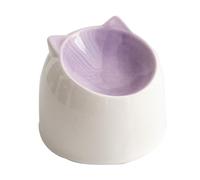 Koomuao Gamelle Chat Surélevée et Inclinée, Bol en Céramique pour Chat, Bol de Nourriture pour Chat réduire la Pression du Cou Gamelle Animaux Antidérapant pour Chat (Violet)