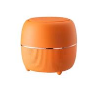 Koomuao Jumuao Mini Poubelle de Bureau en Plastique, Corbeille à Papier Petite Poubelle de Table avec Couvercle à Bouton-Petite Hermétique Anti-Odeur pour Salon, Chambre, Cuisine, Bureau (Orange)