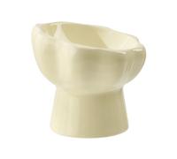 Koomuao Liemuao Gamelle Chat Surélevée, Gamelle Chat en Céramique, Inclinable à 15° Gamelle d'alimentation pour Chaton, Bol d'eau pour Chat Protéger Cou Bol de Nourriture pour Chats (Beige-Food)