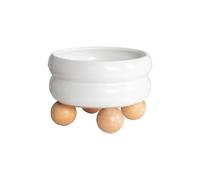 Koomuao Liemuao Gamelle en Céramique pour Chats, Bols de Nourriture et d'eau pour Chats Surélevés avec Bambou Support Mangeoirs Et Abreuvoirs pour Chats et Petits Chiens (600ml, Blanc-B)