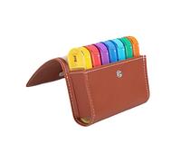 Koomuao Pilulier Semainier, 7 Jours Pilulier 4 Fois Matin Midi Soir Nuit, Pilulier Hebdomadaire Boîte à Medicaments Poche Pilulier de Voyage Portable pour Vitaminess et Médicaments (Brun Sac)