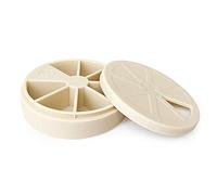 Koomuao Pilulier Semainier, Pilulier Rond 7 Jours 7 Compartiments, Pillbox Pilulier Hebdomadaire Boîte à Comprimés Pilulier Rotatif Pilulier Journalier Voyage pour Médicament et Vitamines (Beige)