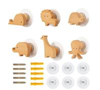 Koomuao Porte Manteau Mural Bois, 6 Pièces Crochets Adhesifs Patère Mignonne en Bois Enfant, Bouton de Meuble pour Décoration de Chambre, Chapeaux Suspendus, Vêtements Suspendus