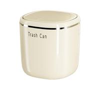 Koomuao Poubelle de Table avec Couvercle à Bouton-Poussoir, Mini Poubelle Plastique Elégante, Récipient pour Déchets Résiduels, Petite Poubelle pour Salle de Bain, Chambre, Bureau et Voiture (Blanc)