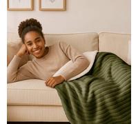 Plaid chauffant - Terraillon - KOOMY KAKI - 180x130 cm - Flanelle & Sherpa - 9h Autonomie