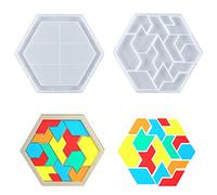 Koonafy 2 Pcs Moule Resine Epoxy,Tangram Silicone Resine Epoxy, Resin Puzzle Molds,Moules en Resine pour DIY Artisanat,Kids Adult Table Game,Décoration de la Mais (BIg)