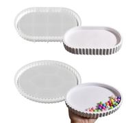 Koonafy 2 Pièces moules en résine pour Plateau de Bricolage, Moulage en avec Rainures, Moule à sous-Verre en résine époxy pour Bijoux, pour DIY Dessous-de-Verre Plateau (Ovale)