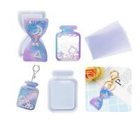 Koonafy 2 Pièces Moules Résine époxy Shaker Porte Clés avec 10 Feuilles de Plastique Moule Silicone Sablier Bouteille Moulage Coulée Pendentif pour DIY Bijoux Collier