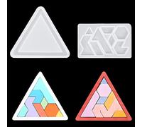 Koonafy 2Pcs Moule Puzzle Resine Epoxy Moule Résine Puzzle Pieces Tangram Silicone Resine Epoxy Bijoux Coaster DIY Decoration (puzzle moule)