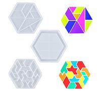 Koonafy 3 Pcs Moules en Resine Epoxy,Tangram Moule Resine Epoxy,Silicone Puzzle Molds,Resine Moules pour DIY Artisanat,Agate Plateau,Classic Family Games