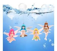 Koonafy 4 Pièces Décorations D'aquariums Sirènes avec Boule Flottante Sirène Statue Aquarium Miniature Figurine Sirène pour Fish Tank Fée Jardin Aménagement Paysager Ornements (Sirènes)