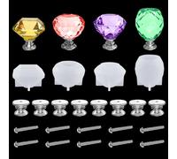 Koonafy 4Pcs Moule Résine Epoxy kit, Moule Silicone Bouton Tiroir, Moule de Moulage Bijoux, Moule Silicone Resine Cristal pour DIY Porte-Clés Bijoux Porte D'armoire de Cuisine Gérer