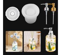 Koonafy 4Pcs Moule Resine Epoxy, Moules en Resina et Coulée Mold de Forme Ronde, Moulle de Silicone Fabrication de DlY Artcrafts Set, avec 2 Distributeurs de Pompe(round)