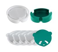 Koonafy 5 Pièces Moule Silicone resine epoxy, moules de Dessous de Verre en résine, Moule pour sous-Verre en Forme d'ourson Mignon avec Support, moules pour Table décoration Coaster (Bear)