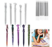 Koonafy Lot de 5 moules en silicone pour stylo à bille + 15 recharges - Moule en résine époxy - Moules en silicone pour bricolage, artisanat et art, enseignants, élèves et écoles