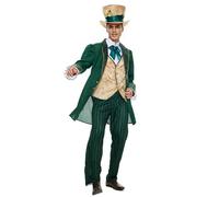 Koongso Costume de chapelier fou pour adultes - Veste avec faux gilet, col, chapeau et pantalon, costume de personnage du livre des merveilles pour homme adulte