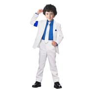 Koongso Costume de Michael Pop King pour enfant, tenue de scène Super Star MJ pour garçon, manteau à rayures blanches, pantalon à nouer pour Halloween, cosplay, fête dansante