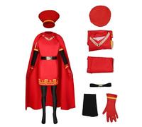 Koongso Costume de Seigneur Farquaad pour adulte - Costume de roi Farquaad rouge - Cape et chapeau - Ensemble complet pour Halloween, fête, carnaval