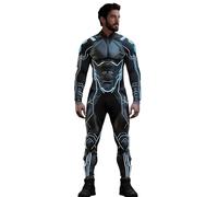 Koongso Costume de super-héros robot pour adultes, combinaison unisexe pour homme, armure 3D, imprimé robot pour Halloween, cosplay, costume cyborg futuriste
