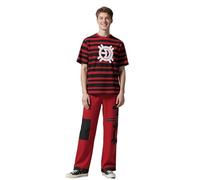 Koongso Costume de zombies Victor pour adultes et femmes, tenue d'Halloween vampires, tenue de costumade noir et rouge, costume punk rayé avec t-shirt et pantalon