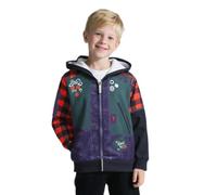 Koongso Costume de zombies Zed pour enfants - Tenue d'Halloween - Impression 3D - Daywalker Vampires - Veste à capuche zippée - Veste d'extérieur à carreaux noirs et rouges
