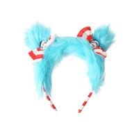 Koongso Dr.Seuss Thing 1 and Thing 2 Bandeaux pour adultes, bandeau à cheveux rayé avec nœud en fausse fourrure bleue pour la journée mondiale du livre, accessoires de fête de Noël, accessoire de