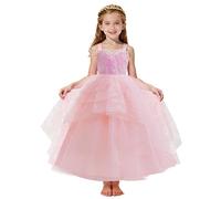 Koongso Glinda The Good Witch Robe de princesse rose à paillettes pour fille, robe en tulle à bulles, robe de fête d'anniversaire, spectacle, accessoires de scène
