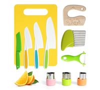 Koonie 11 Couteaux de Cuisine de sécurité pour Enfants pour Une véritable Cuisine avec emporte-pièces à légumes, Couteau en Bois, Planche à découper, etc. Couteau pour Enfants à partir de 2 Ans