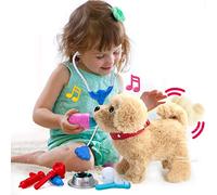 Koonie Chien Interactif Qui Marche, 11 Pièces, Peluches et Animal Interactive，Chien Électronique avec Aboiement, Chant, Queue Qui Remue, Animaux Jouet Cadeaux Enfant Fille Garcon 2 3 4 5 Ans