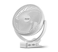 Koonie Ventilateur à Clip à Piles 10000 mAh 20CM, Ventilateur USB portable, 4 Vitesses, débit d'air puissant, Pince Robuste pour Bureau Personnel, Voiture de Golf, Voyage en plein air, Camping (Blanc)