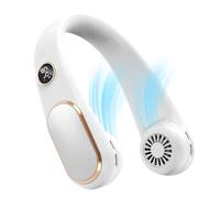 Koonie Ventilateur de cou rechargeable à 5 vitesses, portable personnel, mains libres, sans pale, à piles, portable, réglable, design d'écran, 4 à 12 heures, refroidissement pour voyage, extérieur