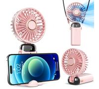 Koonie Mini Ventilateur à Main, Batterie Alimenté par USB, Portable Ventilateur de Bureau à 5 Vitesses avec Base, Ventilateur Personnel de Poche (Rose)