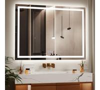 Koonmi 120x90 cm Miroir de Salle de Bain LED - 3 Modes d'éclairage réglables, Miroir de Salle de Bain Intelligent avec éclairage Avant et arrière, Fonction mémoire, Montage Mural Horizontal et