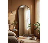 Koonmi - Grand miroir en arc de 76 x 171 cm pleine longueur, grand miroir de sol debout avec partie supérieure incurvée, à fixer au mur, à incliner pour salon, noir