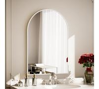 Koonmi Miroir blanc 51 × 76 cm miroir décoratif mural arc semi-circulaire, miroir mural blanc miroir de salle de bain avec cadre en aluminium pour salle de bain, couloir, salon, chambre à coucher