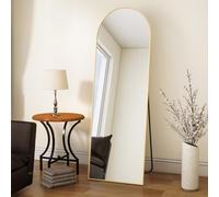 Koonmi Miroir Complet arqué, 40 x 150 cm, Grand, sur Pied bombé, Pleine Longueur, monté au Mur, incliné, Miroir de Sol, pour Le Salon, doré