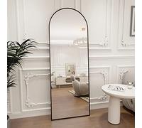 Koonmi Miroir complet arqué, 45 x 147 cm, grand miroir sur pied bombé, pleine longueur, monté au mur, incliné, miroir de sol pour le salon, noir.