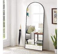 Koonmi Miroir Complet arqué, 53 x 163 cm, Grand Miroir sur Pied bombé sur Toute la Longueur, monté au Mur, incliné, Miroir de Sol pour Le Salon, Noir