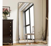 Koonmi Miroir d'angle Rond intégral sur Pied avec Support pour Chambre, Montage à Suspendre pour Salon, vestiaire, 58 x 168 cm, Noir