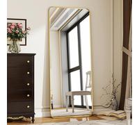Koonmi Miroir d'angle Rond intégral sur Pied avec Support pour Chambre, Montage à Suspendre pour Salon, vestiaire, 58 x 168 cm, doré