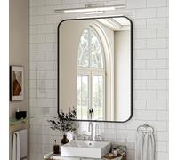 Koonmi Miroir de Salle de Bain Mural argenté 75 x 100 cm avec Coin Rond - Miroir Mural Moderne avec Cadre en Alliage d'aluminium - pour Montage Mural Horizontal ou Vertical - Argenté