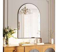 Koonmi Miroir mural 51 x 76 cm avec cadre en aluminium, miroir mural décoratif HD, miroir de maquillage pour salle de bain, dressing, salon, miroir incassable, noir