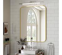 Koonmi Miroir Mural doré 75 x 100 cm Miroir de Salle de Bain avec Angle Arrondi, Morden Miroir Mural avec Cadre en Alliage d'aluminium pour Montage Mural Horizontal ou Vertical, doré