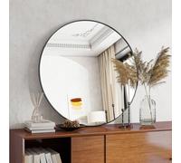 Koonmi Miroir Mural Rond doré 70 cm avec Cadre en métal brossé pour Salle de Bain, lavabo, Salon, Chambre à Coucher, entrée Murale