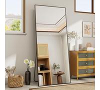 Koonmi - Miroir pleine longueur de 60x165 cm - Miroir minimaliste moderne sur pied, à suspendre ou à poser, pour salon - Noir