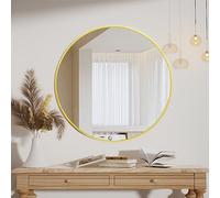 Koonmi Miroir Rond doré de 50 cm avec Cadre en Alliage d'aluminium pour Salle de Bain, lavabo, Salon, Chambre à Coucher, décoration Murale d'entrée