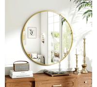 Koonmi Miroir Rond doré de 70 cm avec Cadre en Alliage d'aluminium pour Salle de Bain, lavabo, Salon, Chambre à Coucher, décoration Murale d'entrée